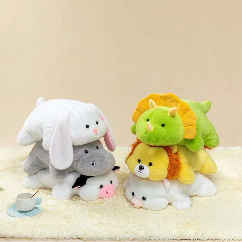 

45 см новая милая мягкая плюшевая подушка с изображением животных, корова, бегемот, лев, кролик, кошка, динозавр, подарок для мальчиков и девочек, подушка