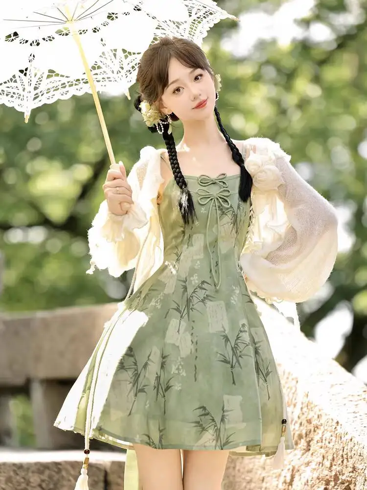 

Новое оригинальное ретро-платье Лолиты в китайском стиле для девочек, милый топ с юбкой на бретельках, костюм для косплея, праздничное платье