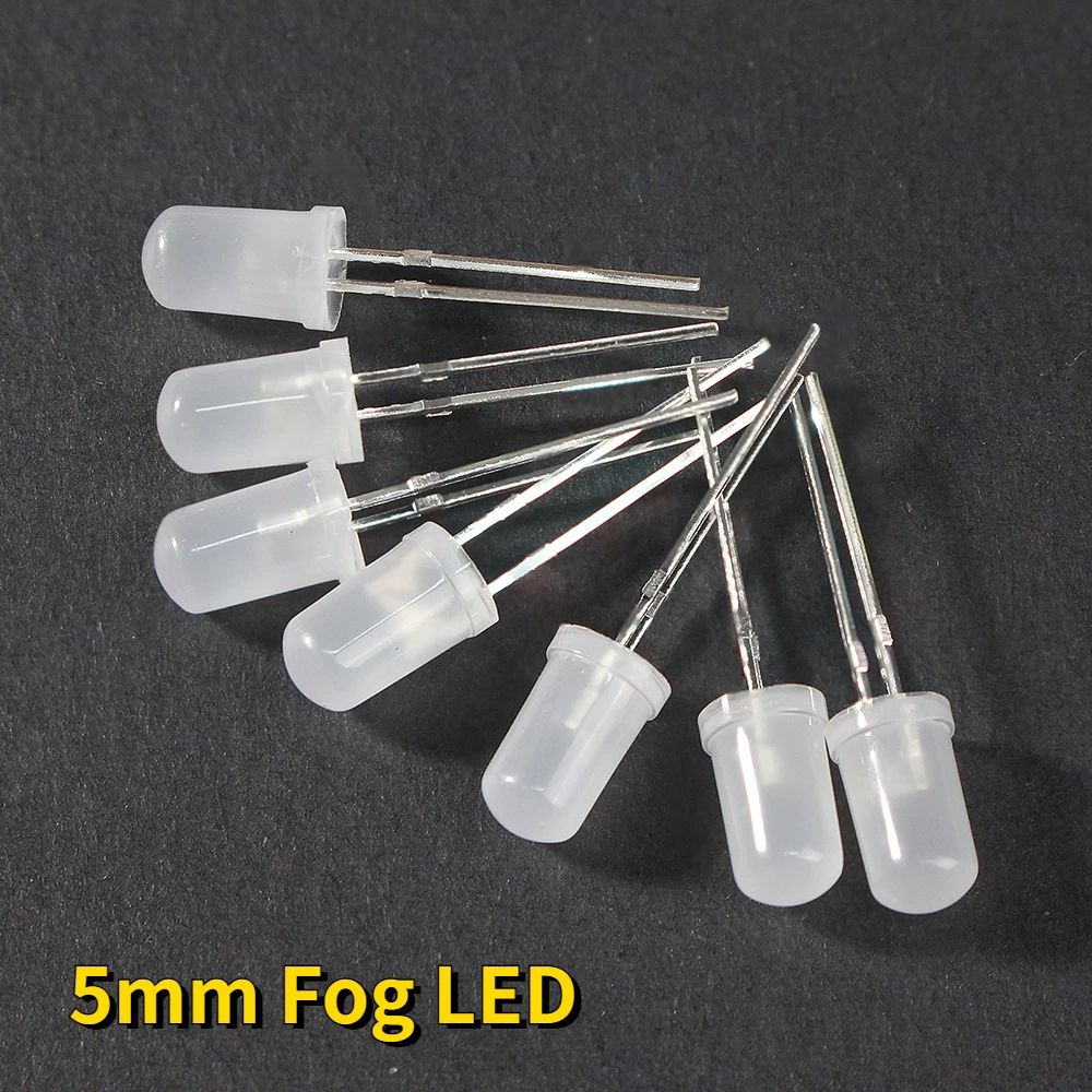 50/100pcs 5mm LED Diode F5 Fog Diffused Light Emitting Diodes White Red Yellow Blue Green Assortment Kit DIY Electronic Set