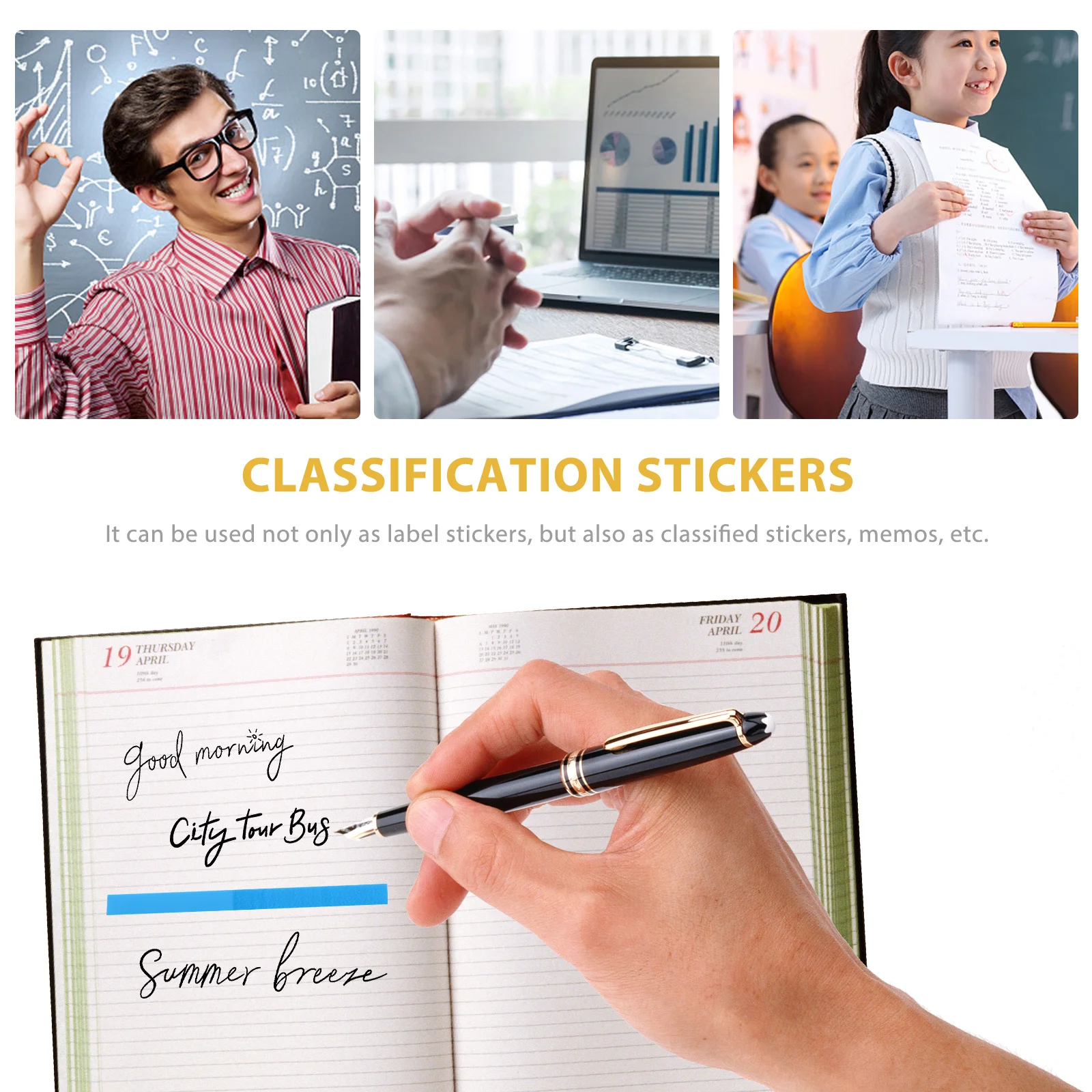 

4Pcs Fluorescent Reading Strips Colorful Adhesive Book Tabs Highlighter Tape for Annotation Notebook Page Markers