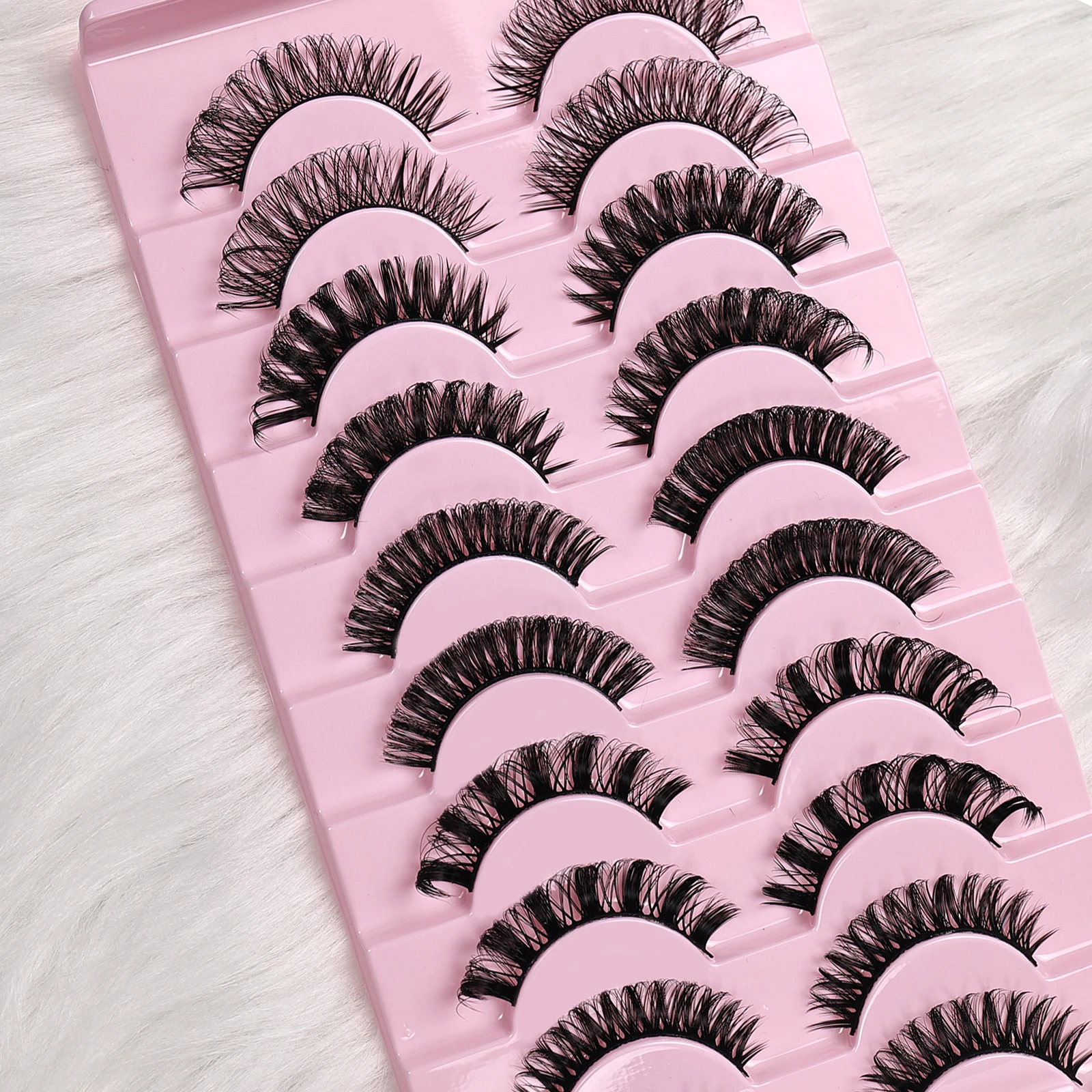 10 paia di ciglia finte russe D Curl, ciglia finte morbide e riutilizzabili per principianti per la festa quotidiana
