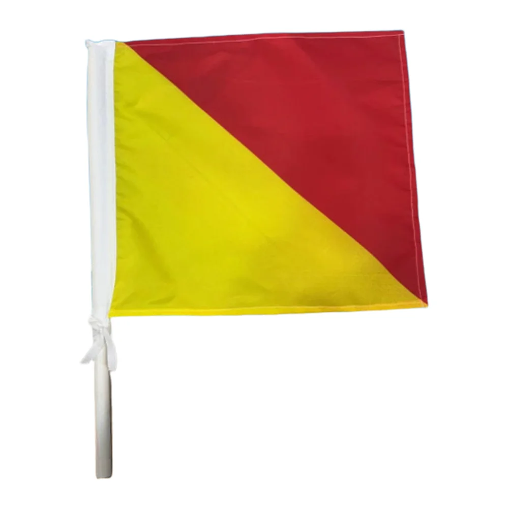 Marine Semaphore Flag Set 4pcs 35x35cm Red Yellow Polyester Flags with 50cm Plastic Poles for Sea Training and
