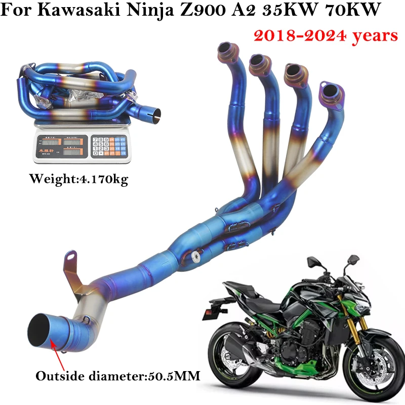 Silp On For Kawasaki Ninja Z900 A2 35KW 70KW Z900SE 2018 - 2024 Motorcycle Exhaust Escape Systems Front Link Pipe 51MM Mufller