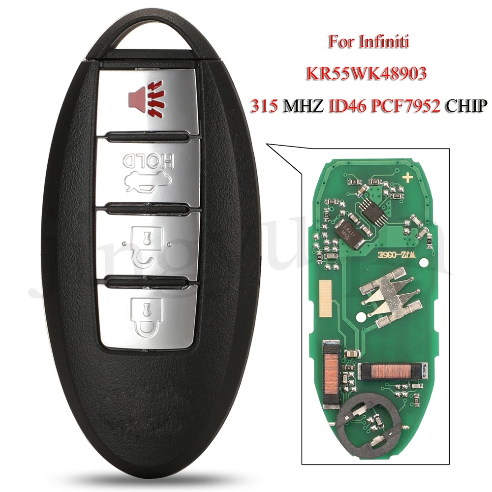 

jingyuqin Remote Smart Car Key For Infiniti FX35 FX50 G25 G35 G37 Q40 Q60 QX70 315Mhz ID46-PCF7952 Chip KR55WK49622 KR55WK48903