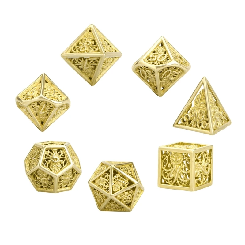 

7x Polyhedron-Dices Hollow Metal Dices Board Game Acessories for-Man Boyfriend