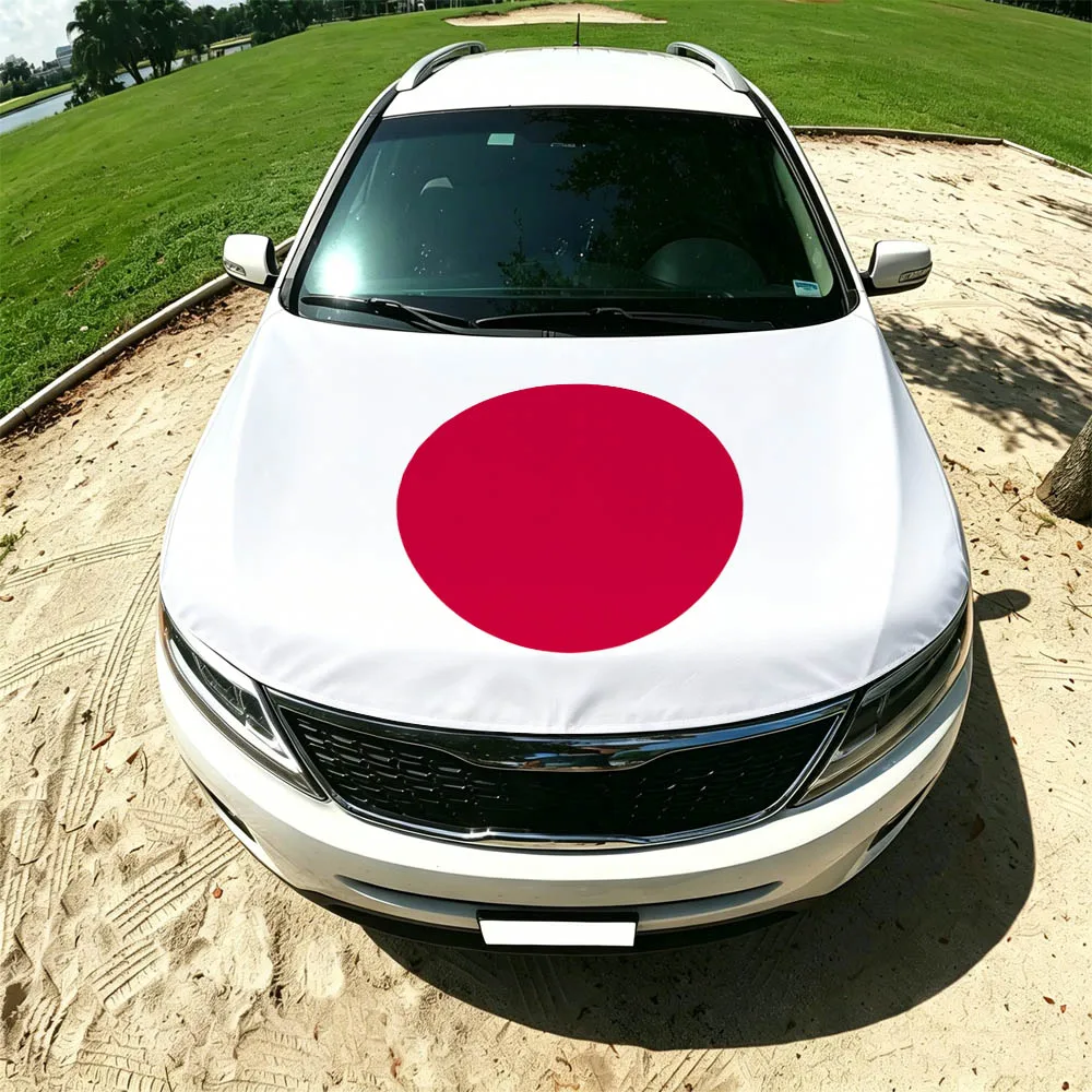 130x160cm Japan Flag Car Hood Cover, Elastic Windproof Patriotic Bonnet Banner Cheer for the competition