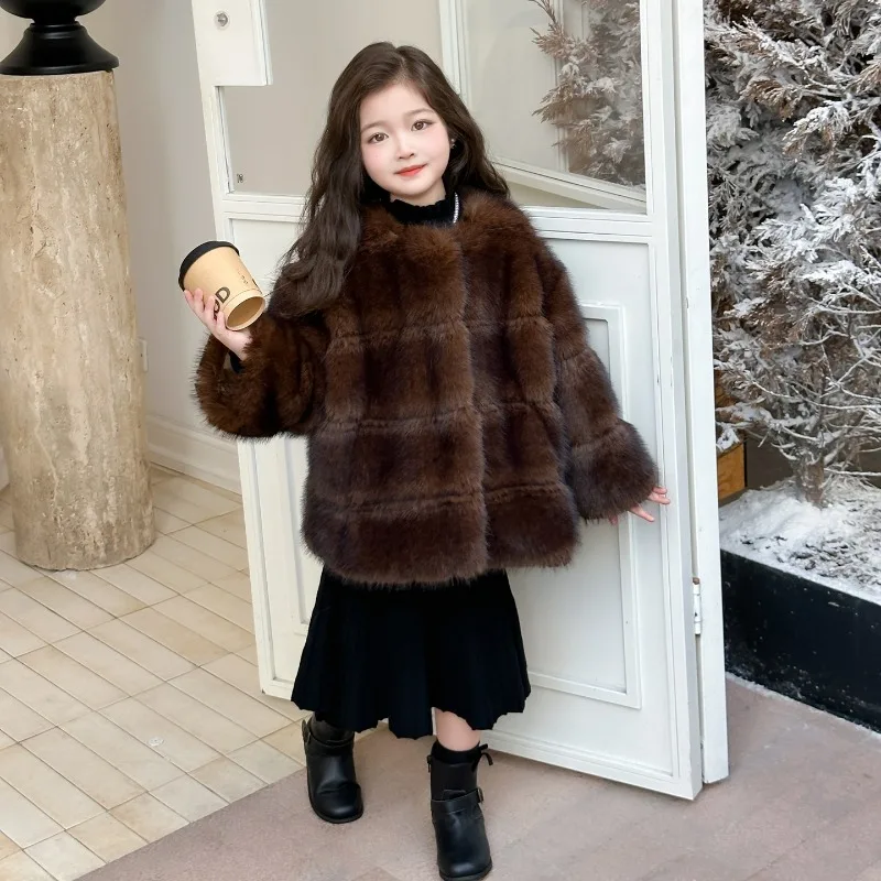 

Girls' Winter Coat 2025 New Style Fashionable Baby Cotton Jacket Boys' Top Children's Thickened Warm Fur Coat