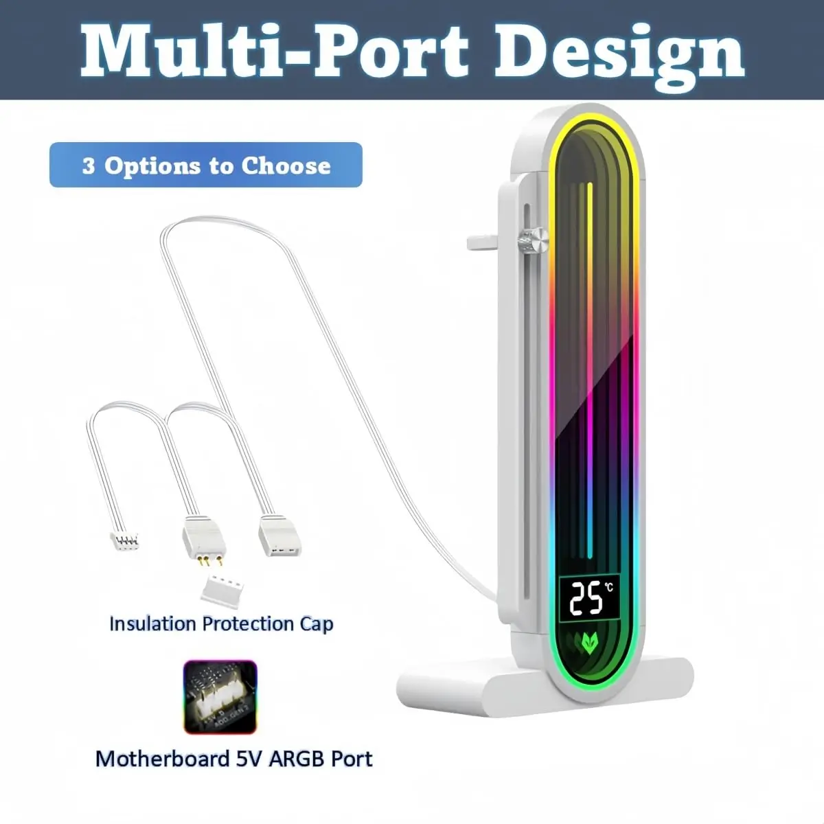 

GH3 Pro Дисплей температуры Кронштейн видеокарты Компьютер ARGB Вертикальная регулируемая опора для объектива Держатель подставки