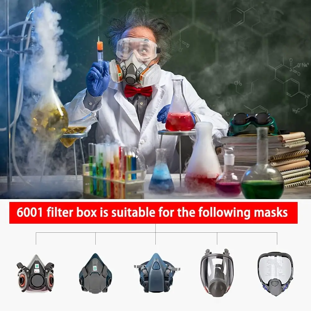 Caja de cartuchos 6001/6002/6004, juego de filtros de algodón 5N11 para máscaras de Gas y polvo 6200/7502/6800, respirador de pulverización de pintura química
