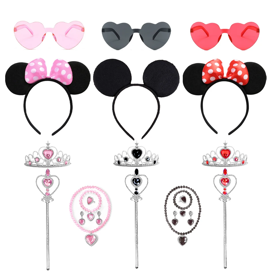 

Kid Cute Todder Girls Summer Sunglasses with Mouse Ears Headband Kids Mickei Hair Boys Party Baby Birthday Bows Girls Crown Wand