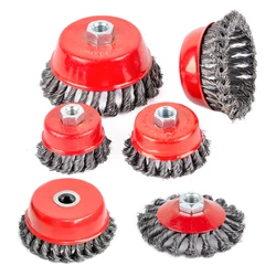 Twisted Steel Wire Wheel Quick Rust Clean Flat Cup Angle Grinder Brush Strong Paint Remove Rotary Twist Knot Deburring