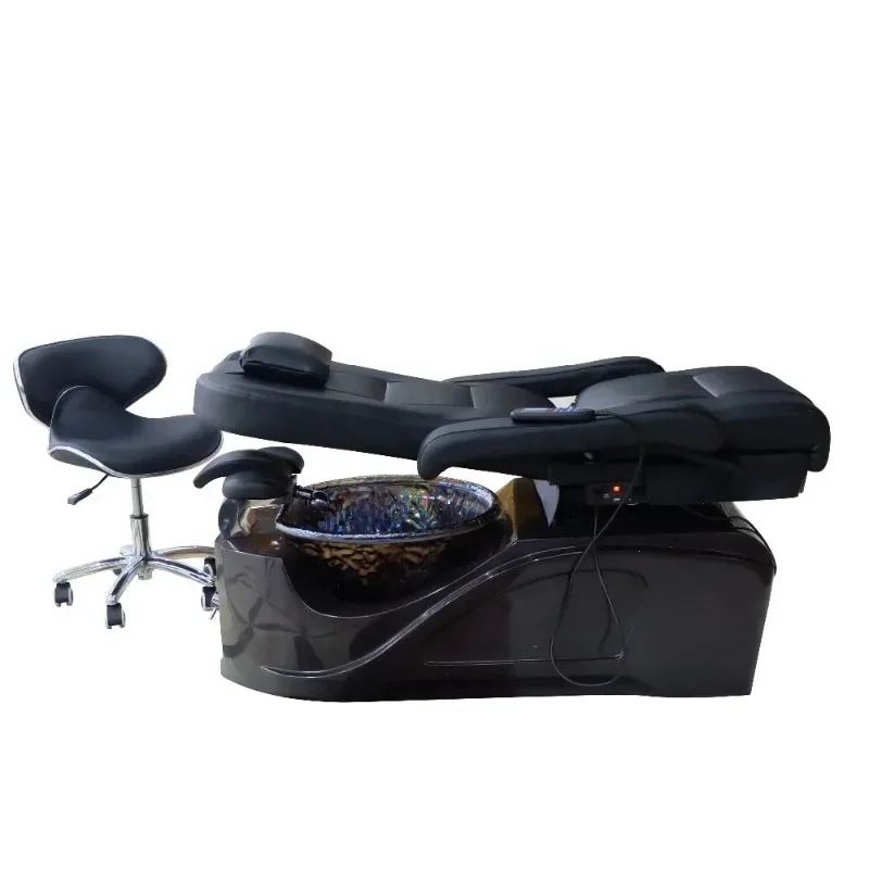 The nail salon lies flat at 175 degrees, with a 360 degree rotating vibration MP3 massage foot therapy spa chair