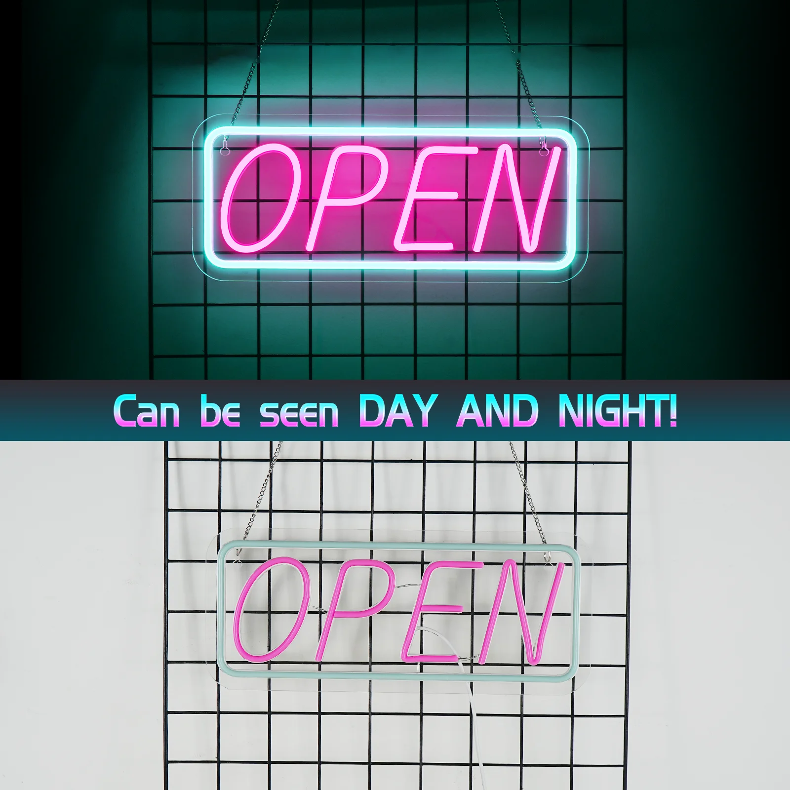 Open Neon Sign USB Dimmable Light Up Open Sign Wall Hanging Decor for Window Bar Salon Coffee Stores Club Hotel Decor