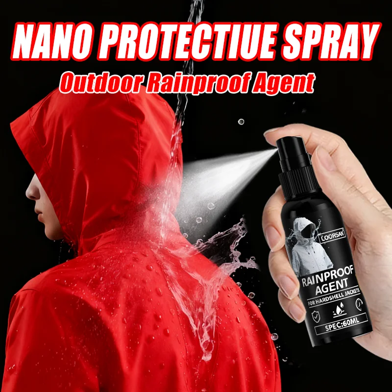 LOORSAN Nano Protective Spray 60ml- Specialized for Hardshell Jackets, Outdoor Rainproof & Water-Repellent for All Weather Gear