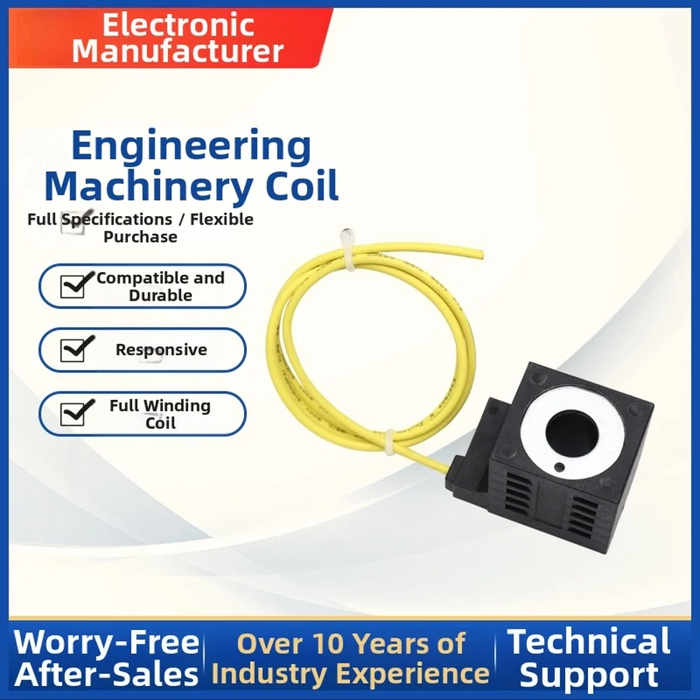 Solenoid Coil Replacement for 12V 24V Electromagnetic Valves Featuring Continuous Duty Capability and Solid Metal Enclosure