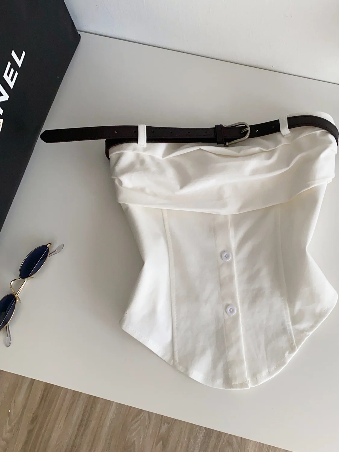 Slim Fit Tank Top Women's Belted Strapl Vest Pure Color Single Button Casual Wear Polyester Fiber Trendy Autumn Winter