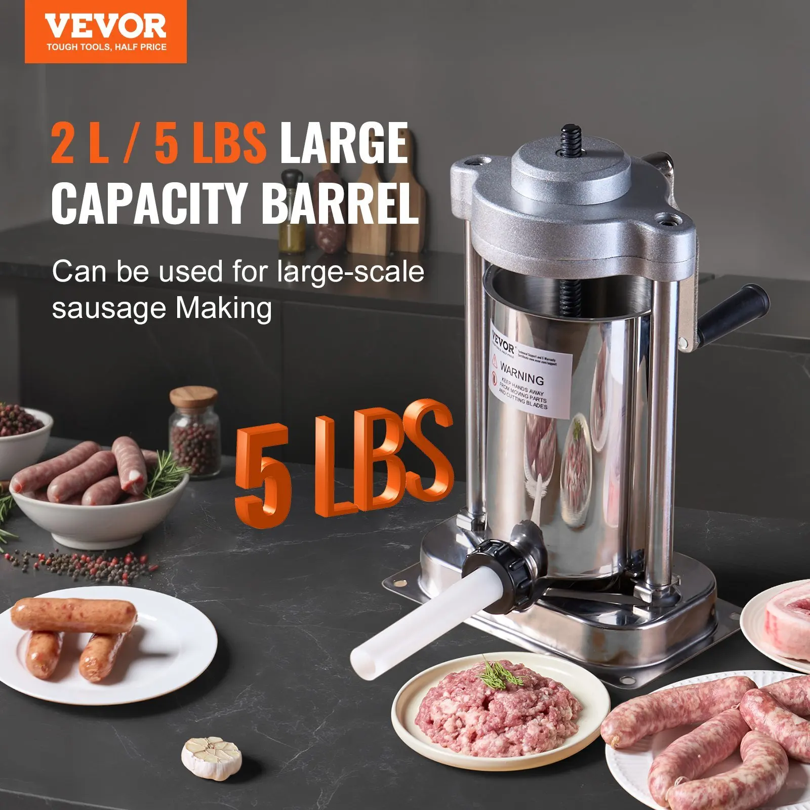 Manual Sausage Stuffer 2 L Vertical Sausage Machine 304 Stainless Steel