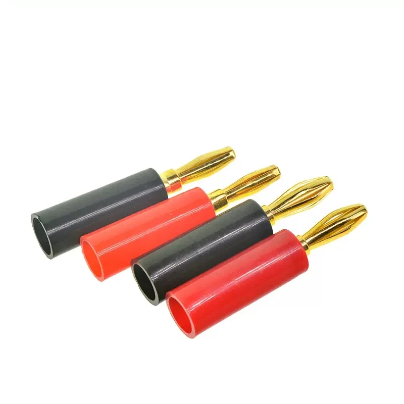 20Pcs 4mm Gold-Plated Banana Head Pure Copper Power Amplifier Audio Diy Audio Speaker Plug Welding-Free Head Lantern Head