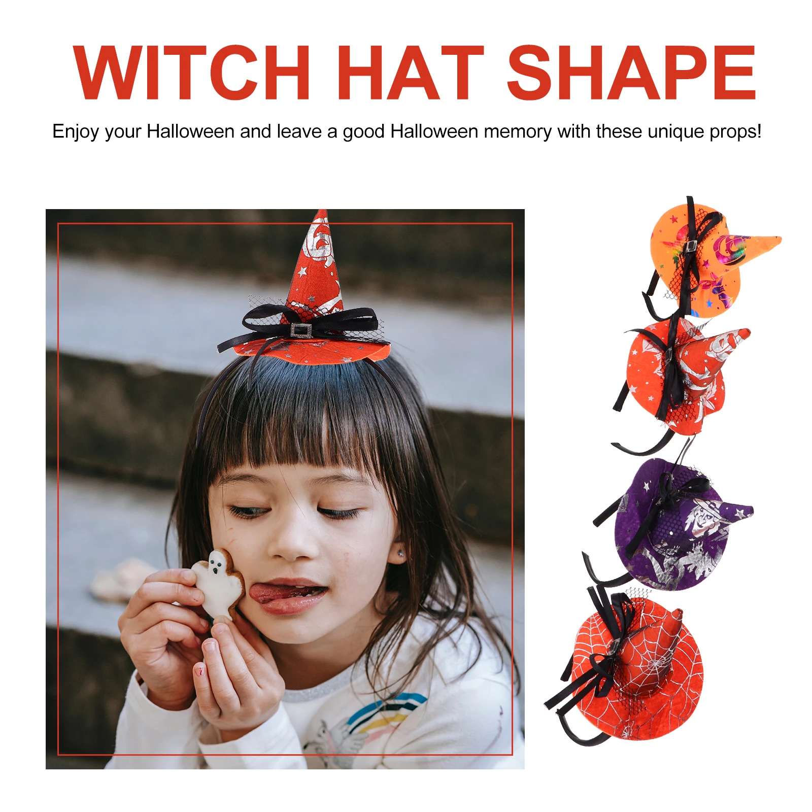 

4pcs Witch Hat Hair Hoop Festival Party Headdress Halloween Prop Creative Premium Material Decor For Costume Carnival Event