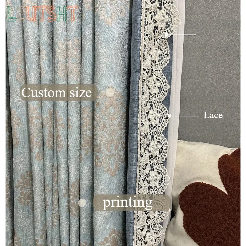 Luxury Chenille Curtains for Living Room Bedroom Jacquard Senior American Living Room Bedroom Study Blackout Villa European