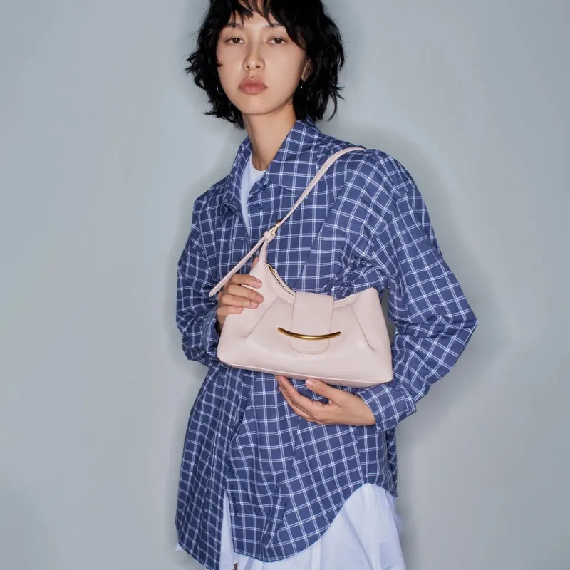 Women Spring Fashion Cowhide Tote Bag Luxury Underarm Shoulder Crossbody Bag Versatile Daily Casual Handbag