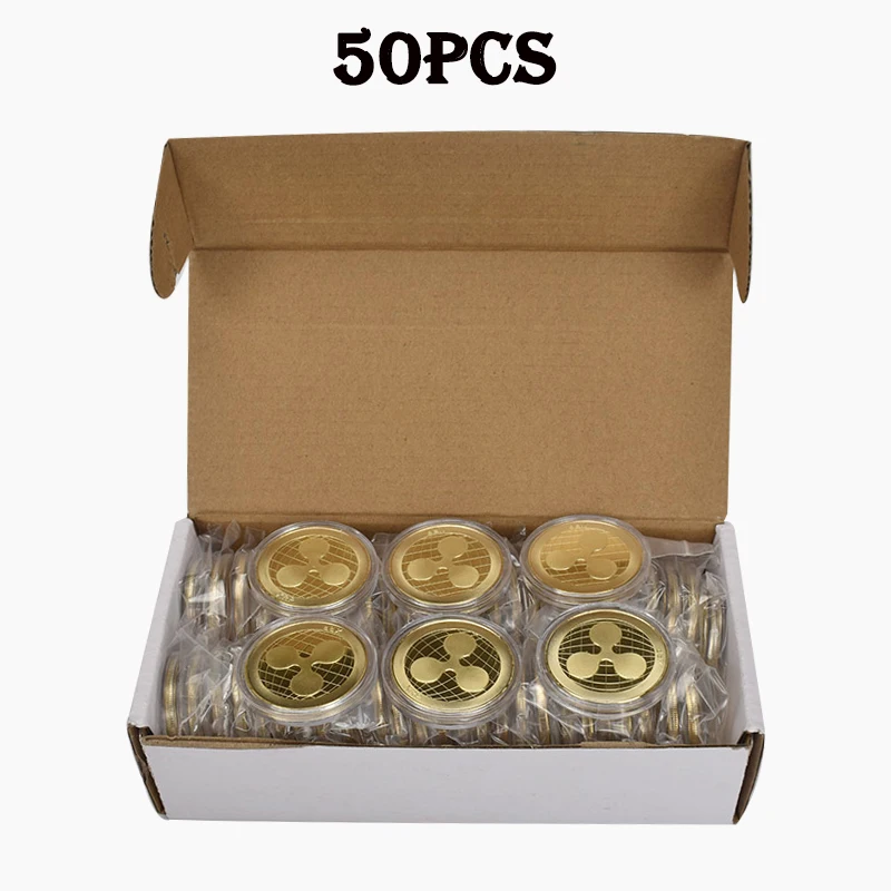 50PCS Commemorative Coins Ripple XRP Perfect Business Gift for Crypto Enthusiasts Christmas Art Decor Physical Crafts Souvenir