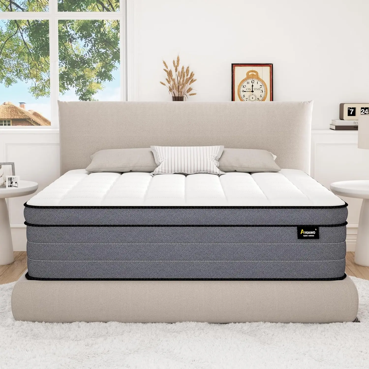 

Firm King Size Mattress, 12 Inch Hybrid Mattress King Size with Gel Memory Foam and Pocket Springs, King Mattress in a Box, Pres