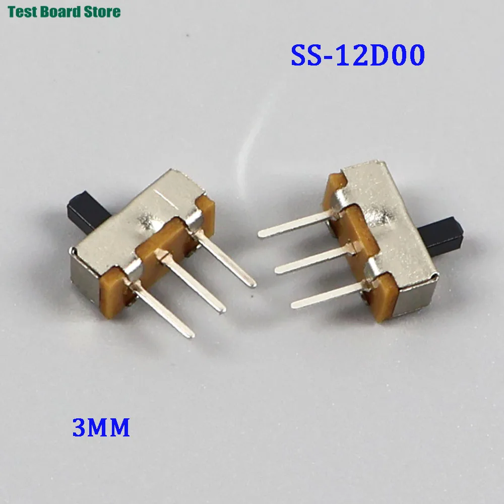 

10-100PCS Toggle Switch SS12D00 DIP Slide Switch 3Pins SS12D00G3 The Power Switch Hand Shank 3MM