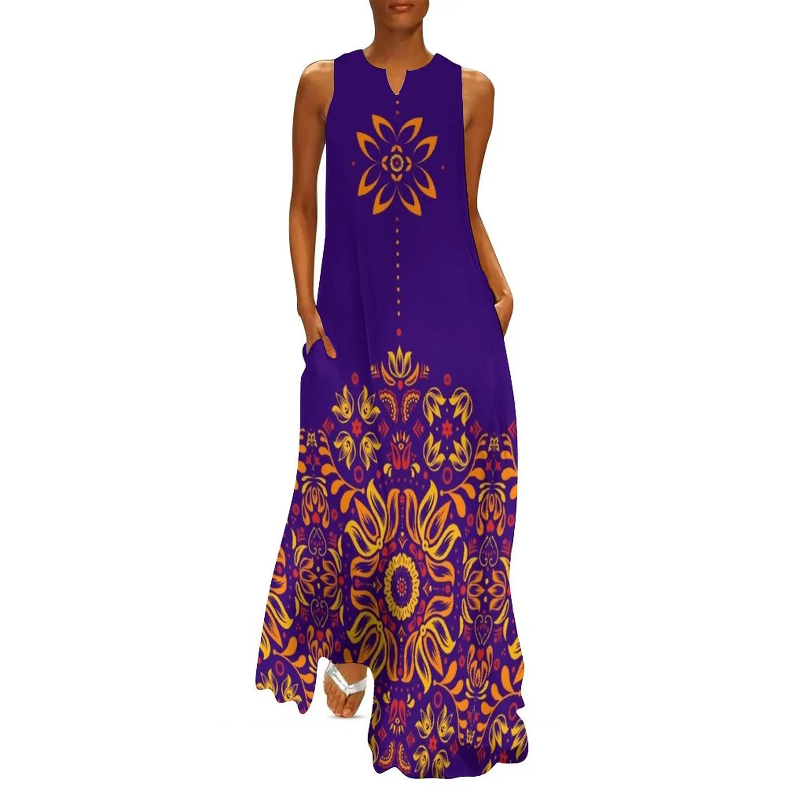 Fiery Floral Folk Pattern Long Dress evening dresses women women's summer clothing 2025 summer dress Dress