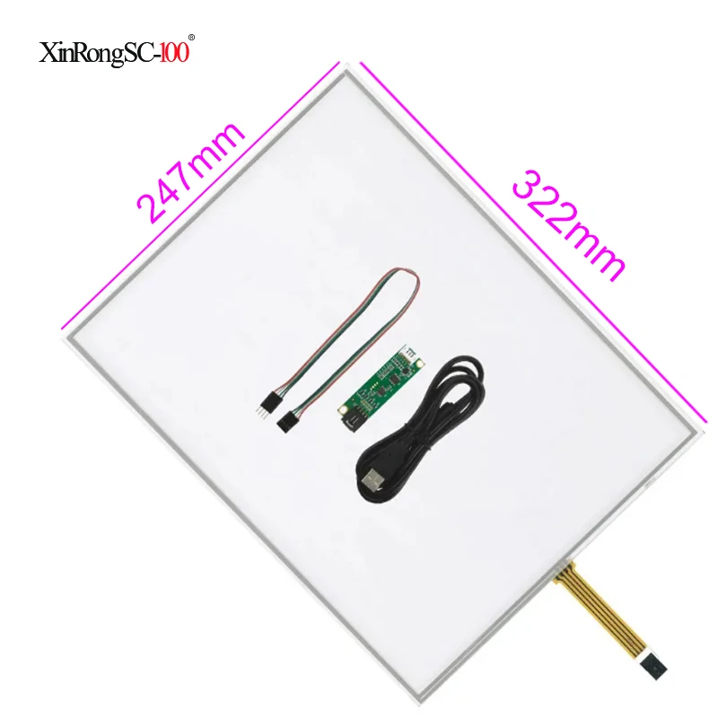 Touch Glass Screen Panel Digitizer 15 Inch Touch Screen+USB Controller Board Glass Panel Resistive Industrial 5 Wire 322*247mm