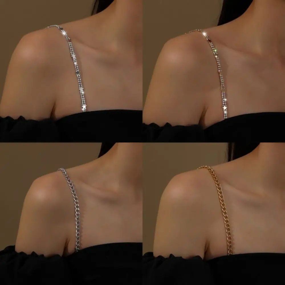 Off-the-shoulder Rhinestone Bra Straps Removable Adjustable Bra Shoulder Belts Sparkling Rhinestone Decorative