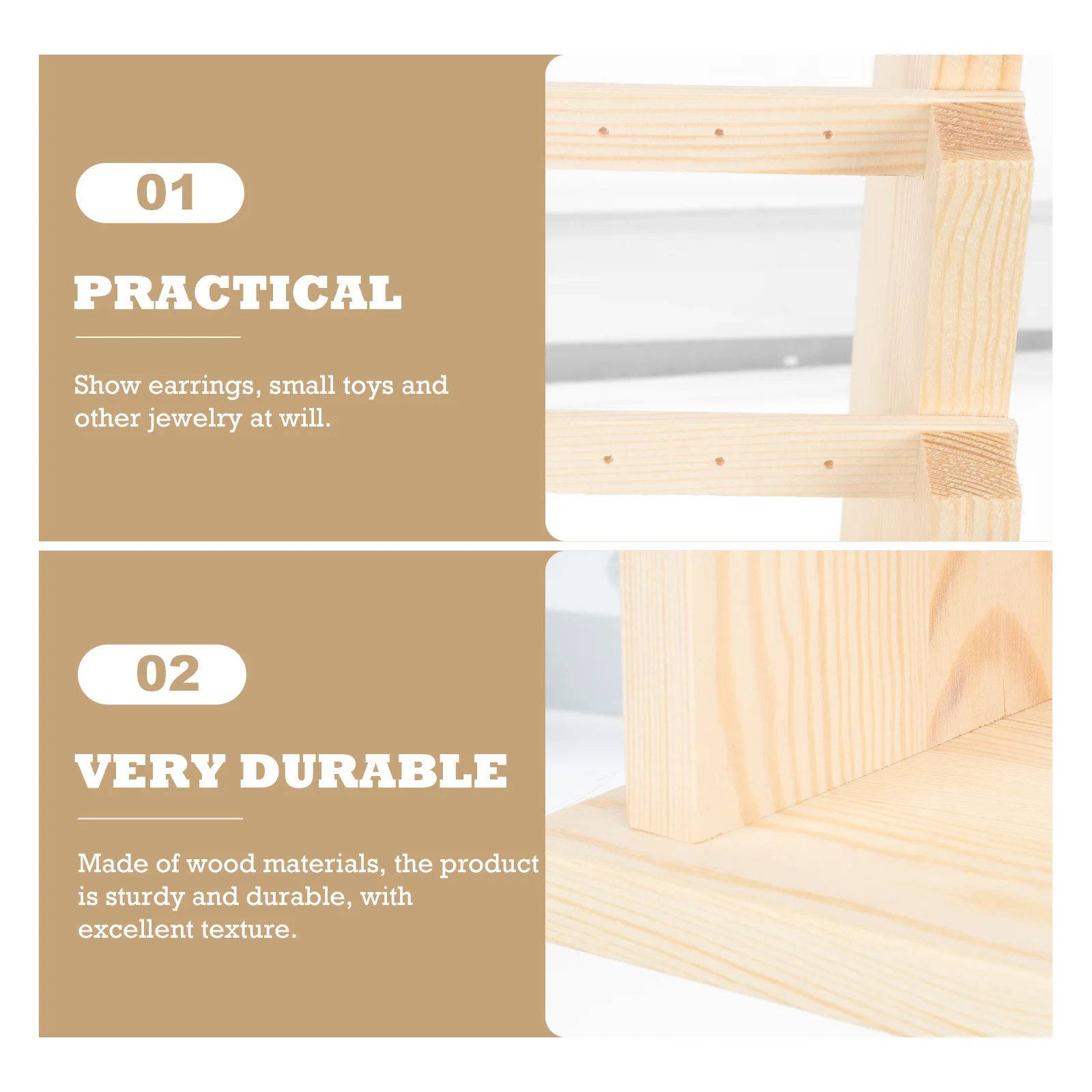 Detachable Wooden Jewelry Display Stand Multi-Layer Rack Sturdy Organizer Elegant Storage Ring Earring Bracelet Holder