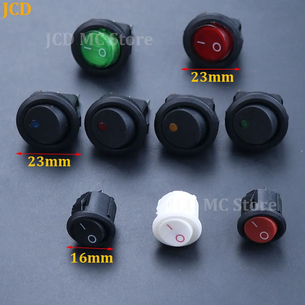 

5/10pcs 16mm 23mm Round Rocker Switch LED illuminated Car Dashboard Dash Boat Van 6A 250V 10A 125V 2/3 Pin ON OFF Round Switch