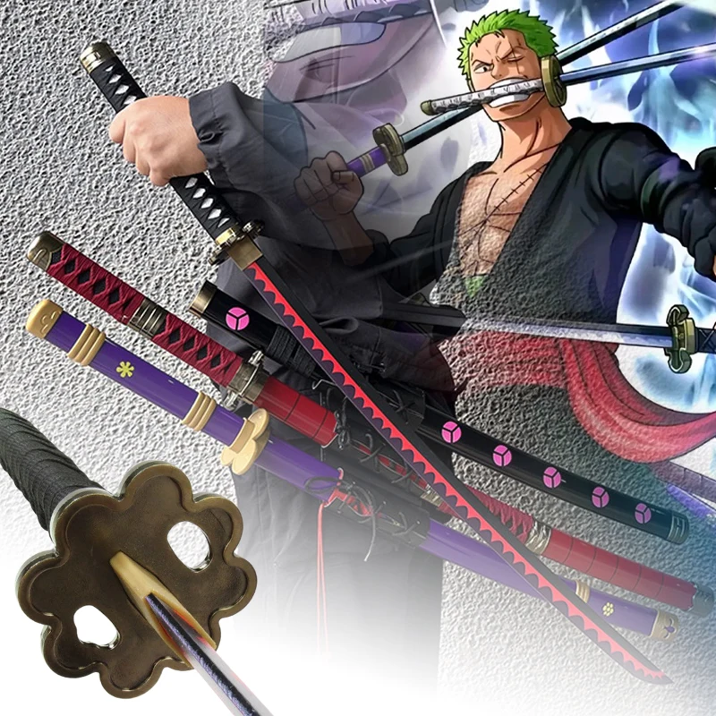 Espada de Roronoa Zoro Katana de 40 pulgadas, funda para disfraz de Anime, cuchillo Ninja, tamaño Real, Katana japonesa, sabre samurái Original, regalo