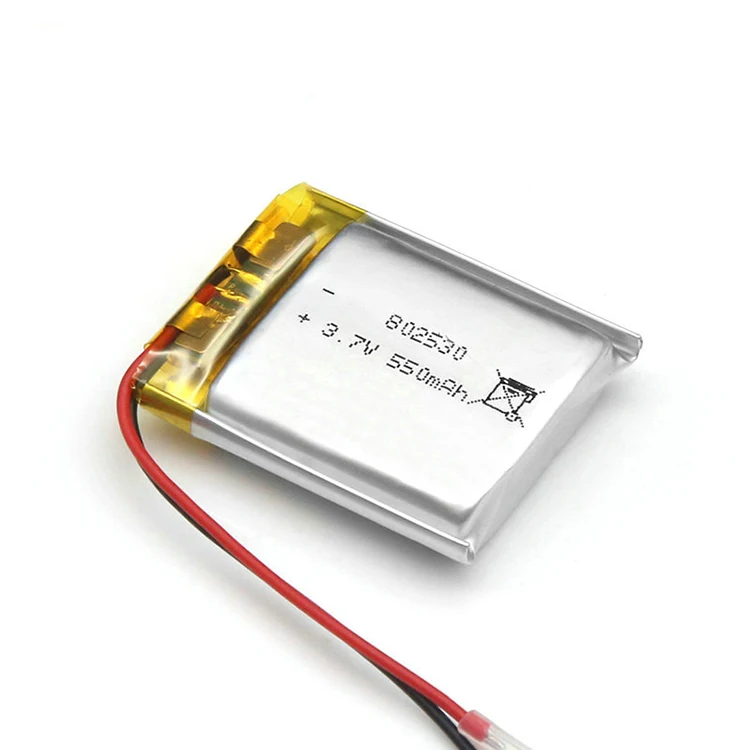 LP802530 550mah 3.7V lithium ion polymer 550mah rechargeable li-polymer battery 3.7v