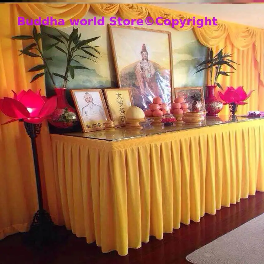 

Custom made Buddhist Taoism supplie Buddhism HOME Temple Gold velvet enshrine worship Altar table Enclosing curtain Table cover