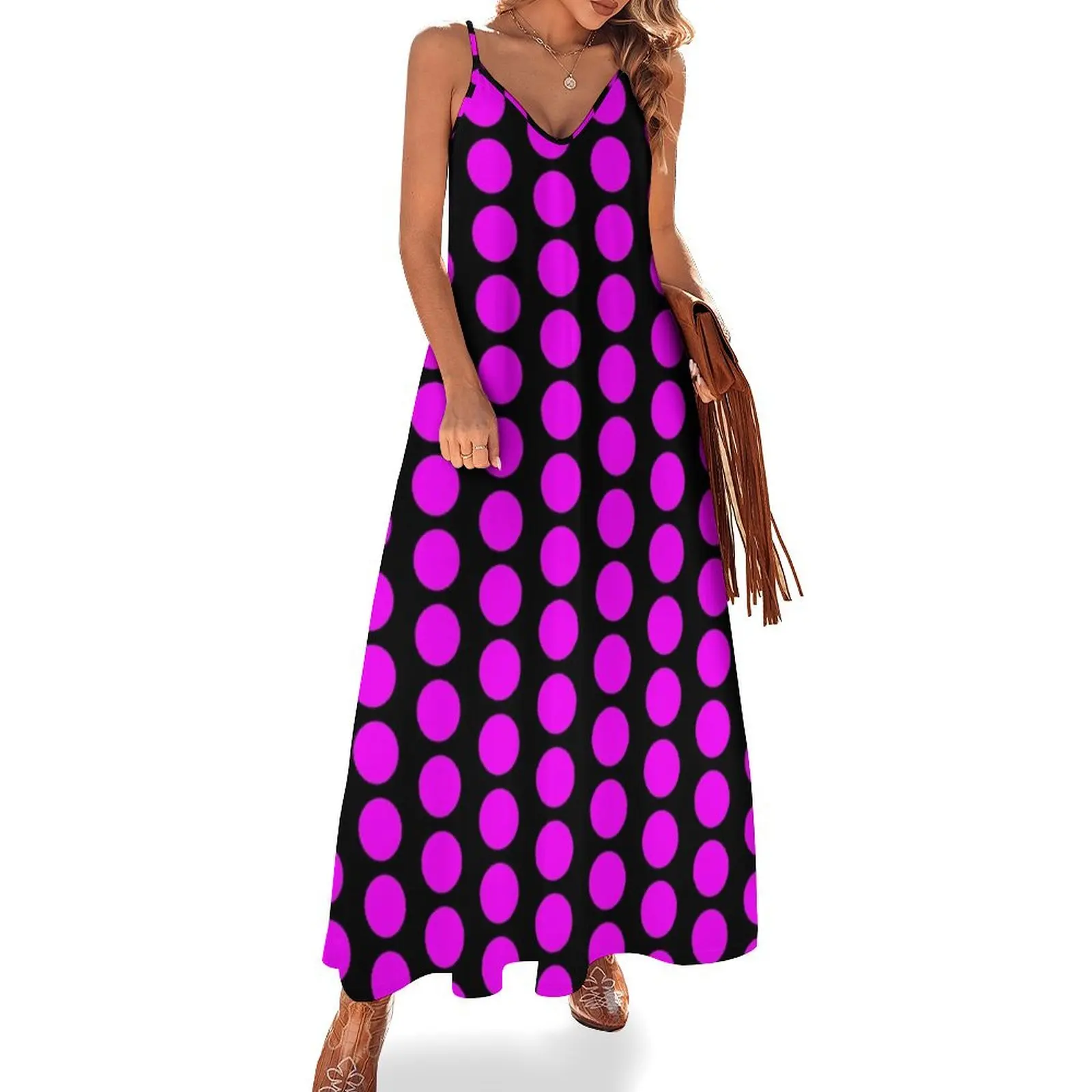 

Hot Pink Polka Mini Skirt Sleeveless Dress dress party evening elegant luxury celebrity wedding dresses for woman