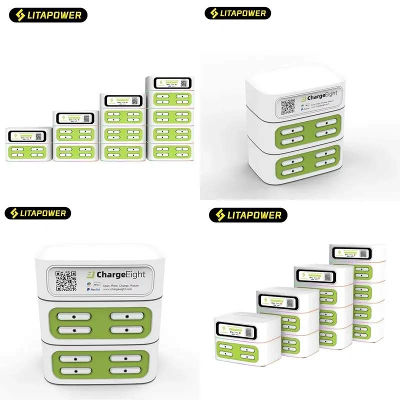 Sharing Powerbank 8-Slot Power Bank Rental Stations with QR Code Scanner - Shared Charging Kiosk for Cafés & Bars (Device
