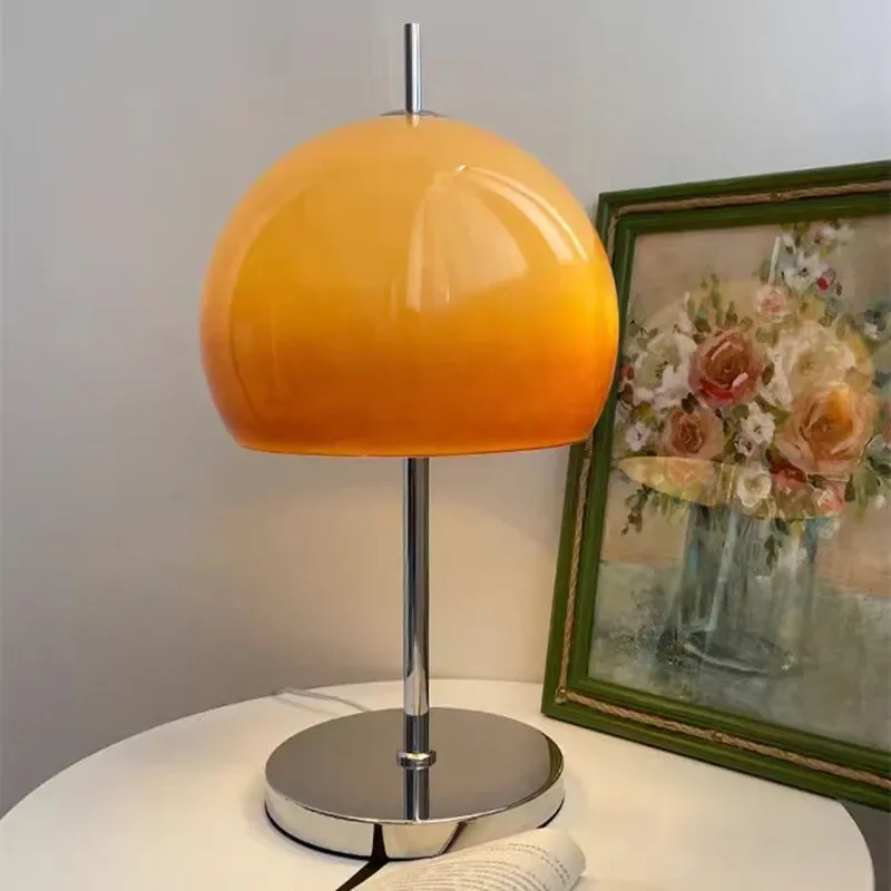 Vintage sofa Bauhaus Orange Floor Lamp Retro Glass  Mushroom Lamp for reading Living Room Bedroom side moodiing Vertical Lamp