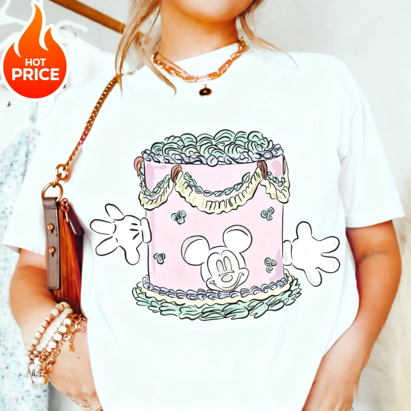 ديزني ميكي ماوس 2026 صبي فتاة تيشيرت صيفي الأسرة الوالدين والطفل ارتداء المتضخم عادية الرجال النساء قصيرة الأكمام تي شيرت Y2k #3