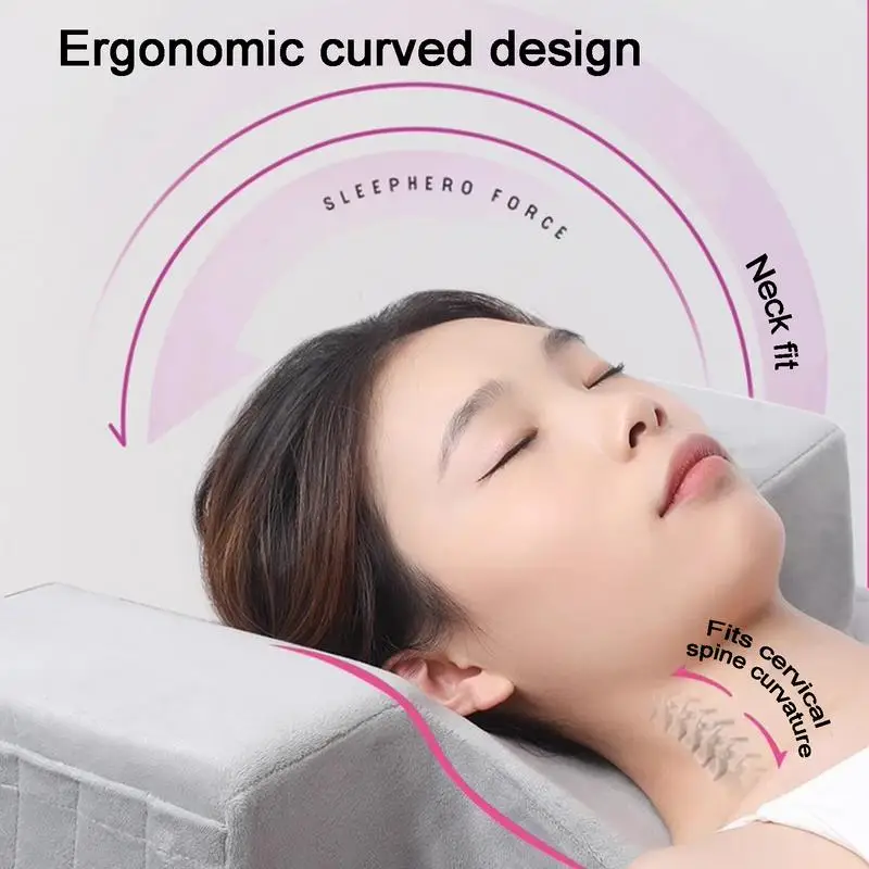 Eyelash Pillow Comfy Lash Neck Pillow With Curved Design Ergonomic Memory Foam Lash Pillow Head Pillow for Neck and Back Support