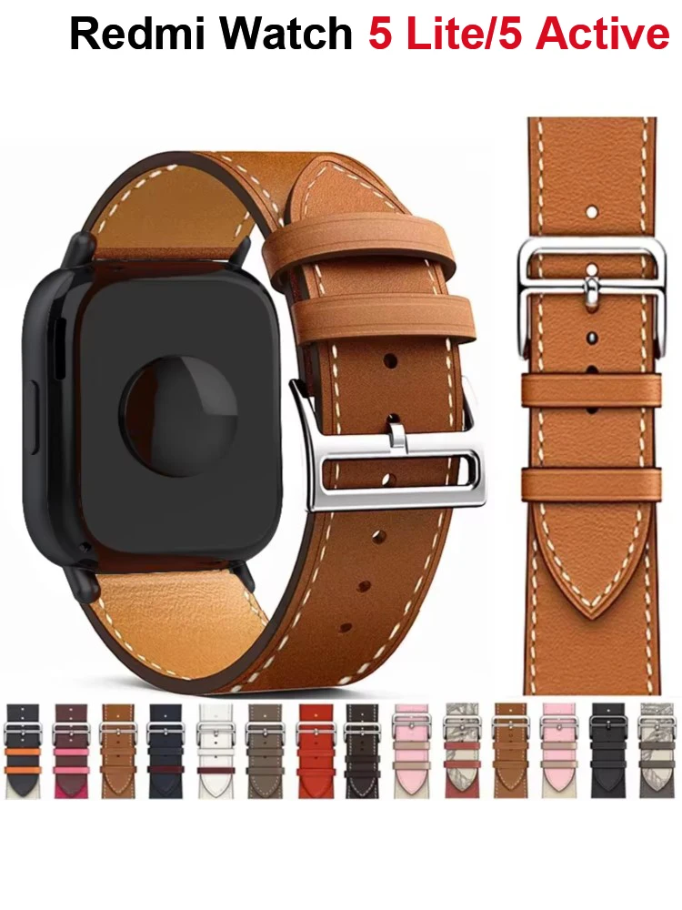 Pulseiras de relógio de 22mm para Redmi Watch 5 Lite/5 Active, pulseira esportiva de couro tipo loop, correa para Xiaomi Redmi Watch 5 Active.