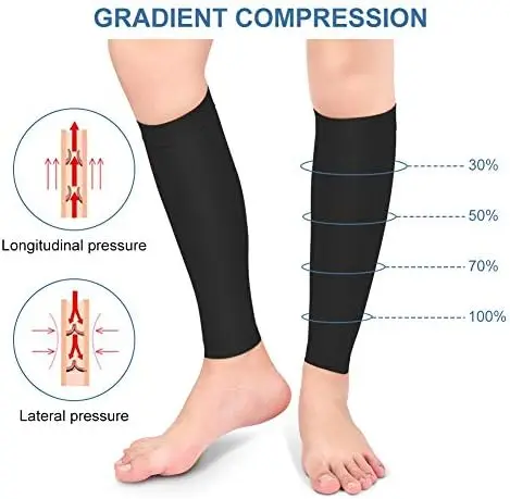 20-30mmHg Calf Compression Sleeves Footless Compressed Socks for Varicose Veins Shin Splints Maternity Cycling Running Women Men