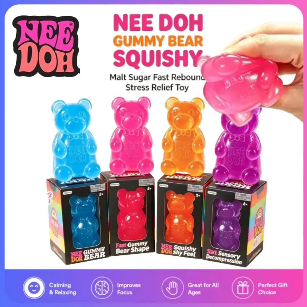 Schylling Nee Doh Cute Gummy Bear Sensory Squeeze Toy Colorful Jelly Bear Squeeze Vent Toy Birthday Party Gift for Children
