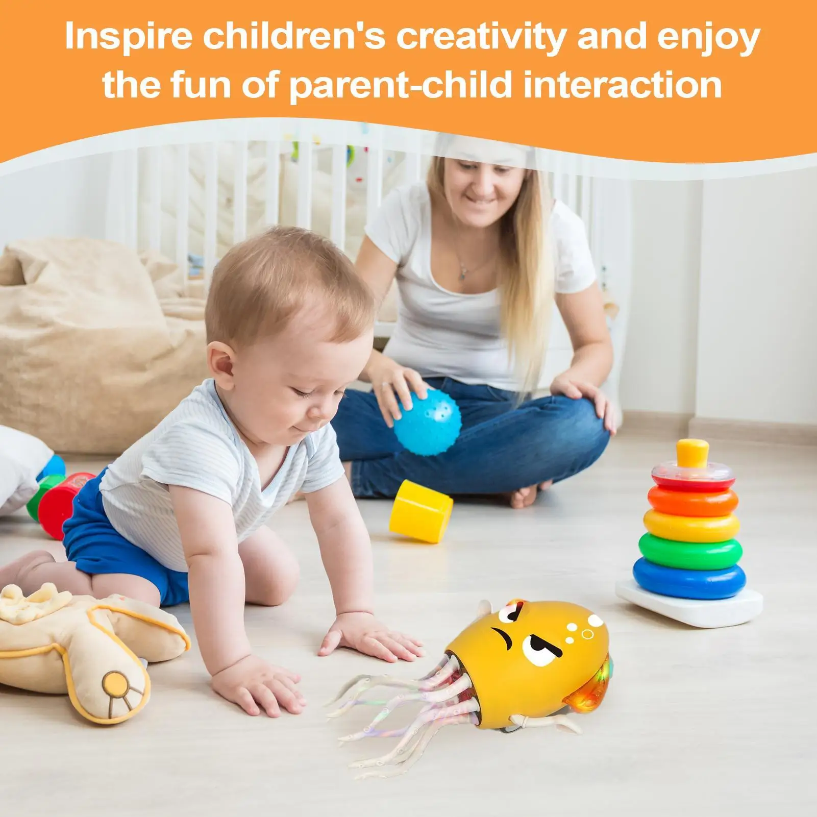 لعبة الأخطبوط الأوتوماتيكية الزحف والرقص الموسيقي الأخطبوط USB قابلة للشحن روبوت كهربائي مع أضواء LED والموسيقى للمنزل الداخلي