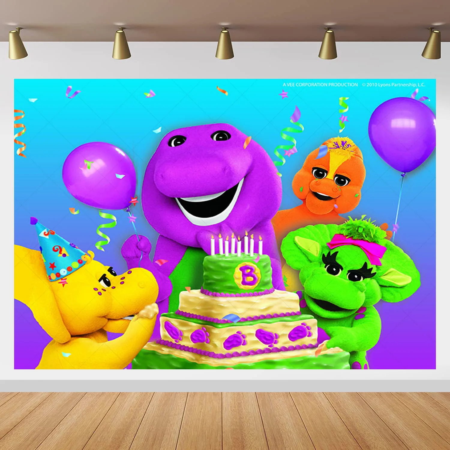 Disney Muppets Barney Dinosaur Backdrop Kids Birthday Decoration Background Vinyl Polyester Photography Decor Props