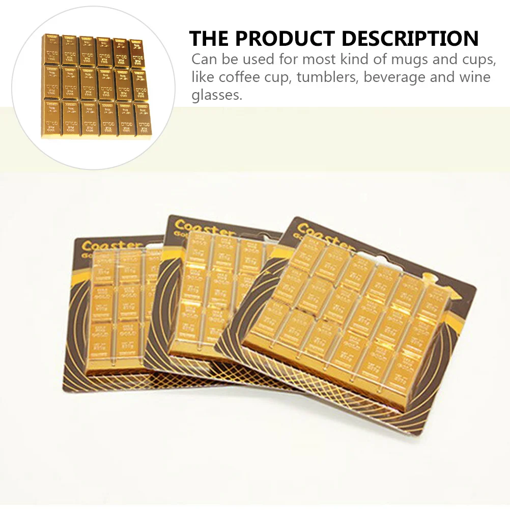 

1Pcs Gold Bar Plastic Cup Mat Non-Slip Coaster Creative Heat Insulation Pad for Household Cafe Restaurant Use Plastic Coaster