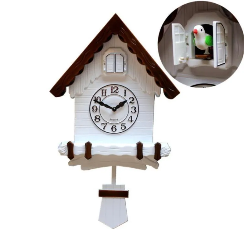 European Style Living Room Creative Bird Chime Wall Clock Household Children's Room Swinging Cartoon Decorative Wall Clock LF626
