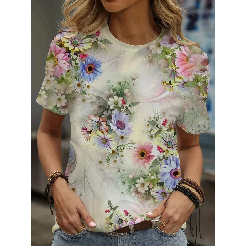 

Рождественские футболки Camisetas Ropa De Mujer Ofertas с 3D принтом, футболка с цветочным рисунком, новинка лета 2021, женская футболка, одежда, футболки