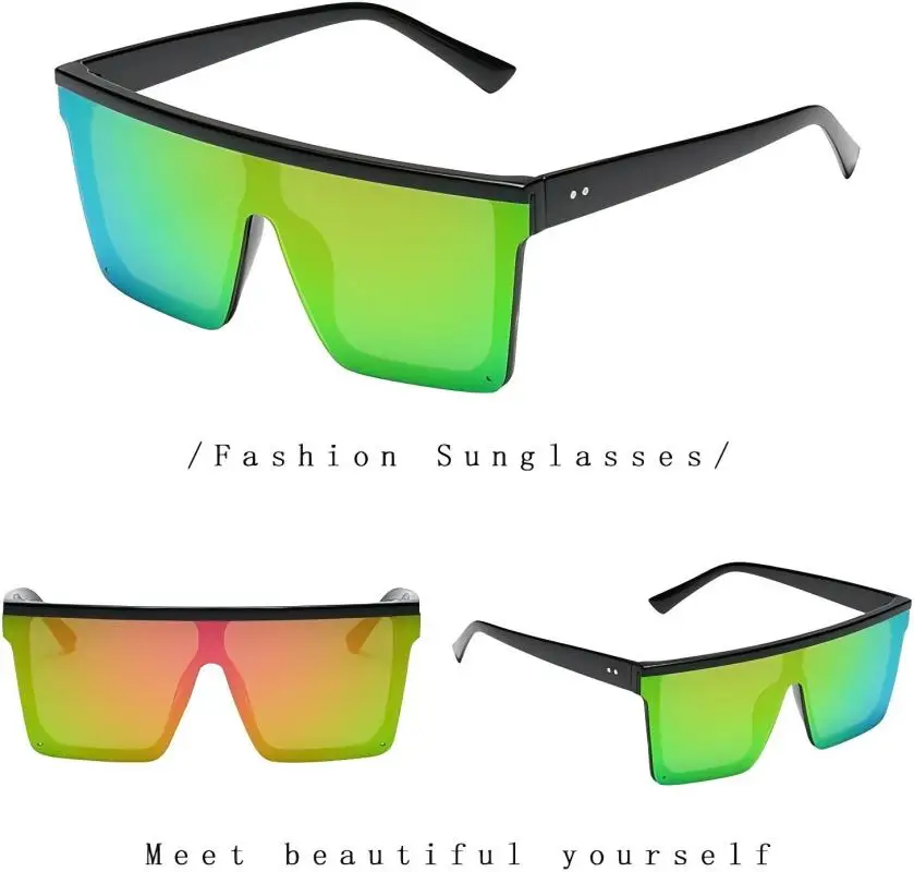 

Retro Men's Flat Top Sunglasses Black Square Sunglasses Women's Gradient Sunglasses Cool One Piece Luxury Brand Outdoor Outing